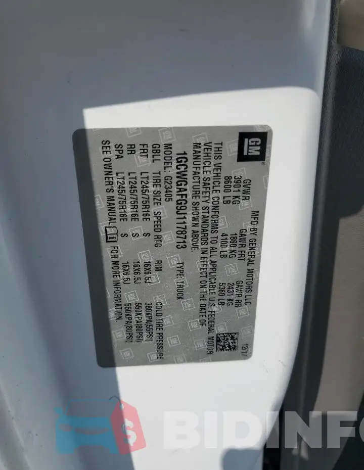 1GCWGAFG9J1178713 Photo# 13