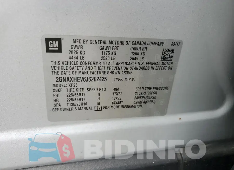 2GNAXHEV6J6202425 Photo# 13