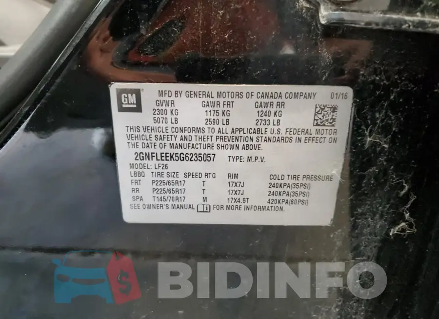 2GNFLEEK5G6235057 Photo# 13