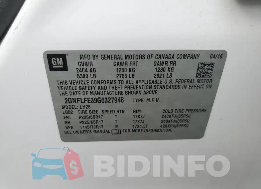 2GNFLFE39G6327948 Photo# 13