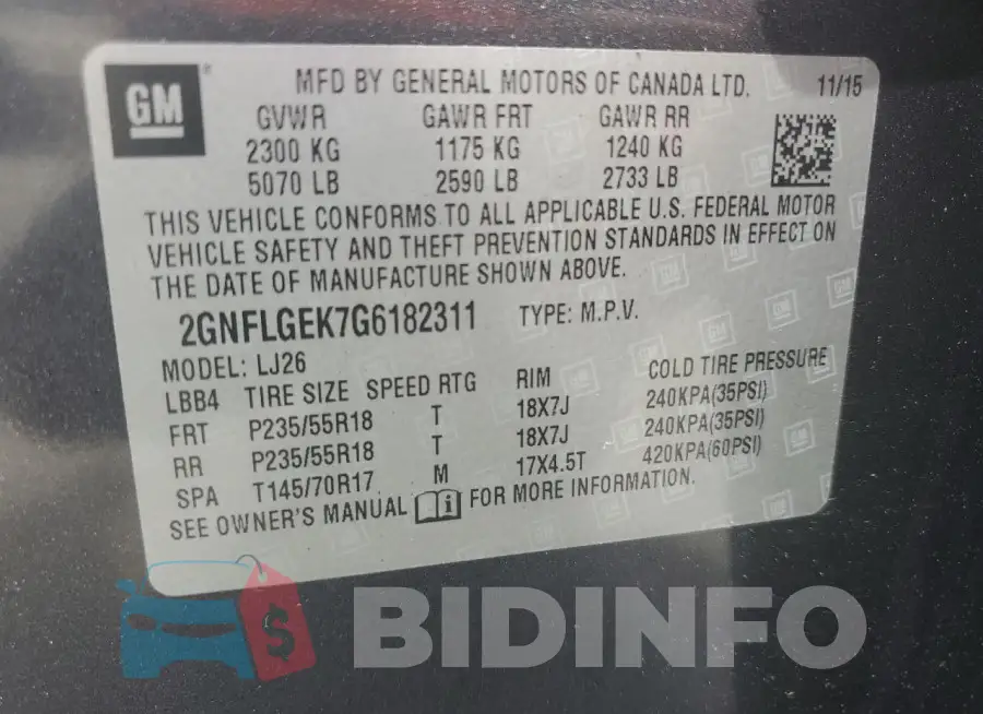2GNFLGEK7G6182311 Photo# 12