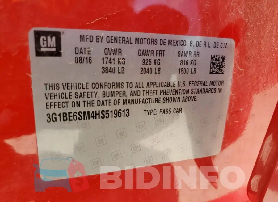 3G1BE6SM4HS519613 Photo# 13