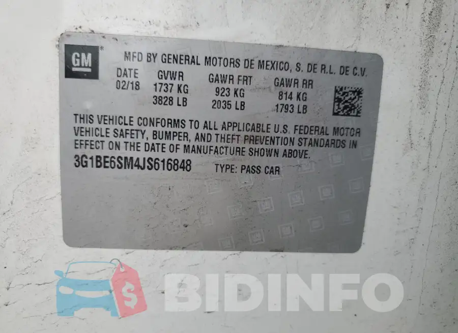 3G1BE6SM4JS616848 Photo# 12