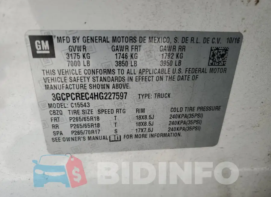 3GCPCREC4HG227597 Photo# 13