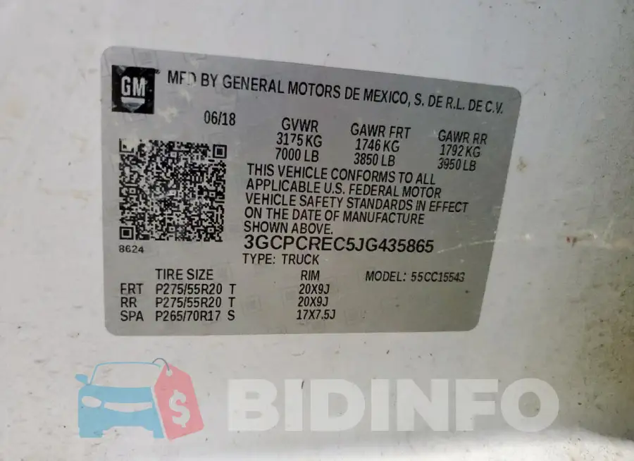 3GCPCREC5JG435865 Photo# 12
