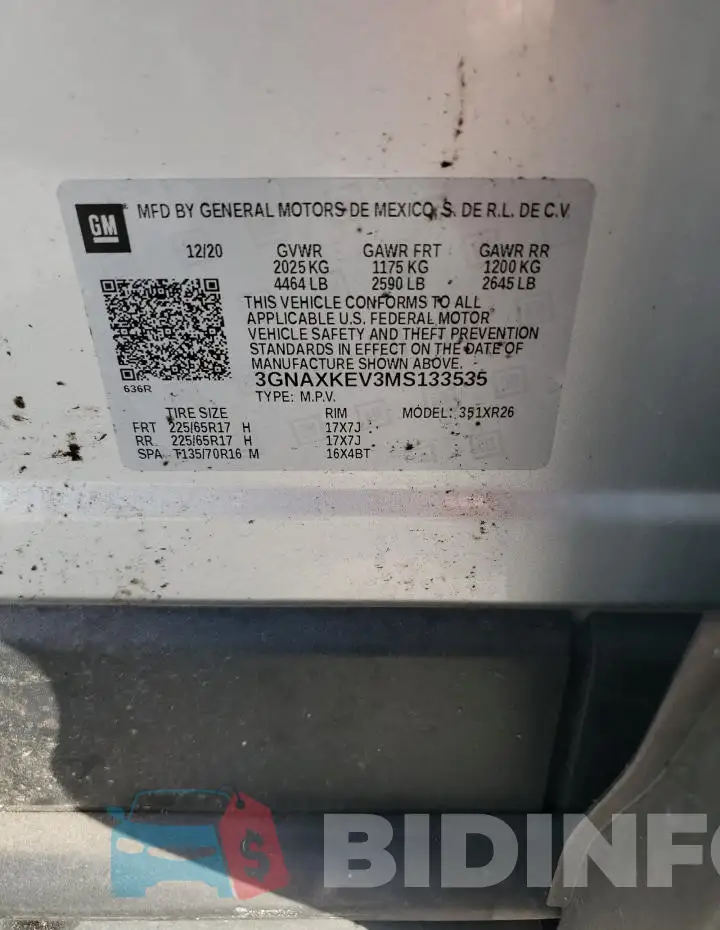 3GNAXKEV3MS133535 Photo# 14