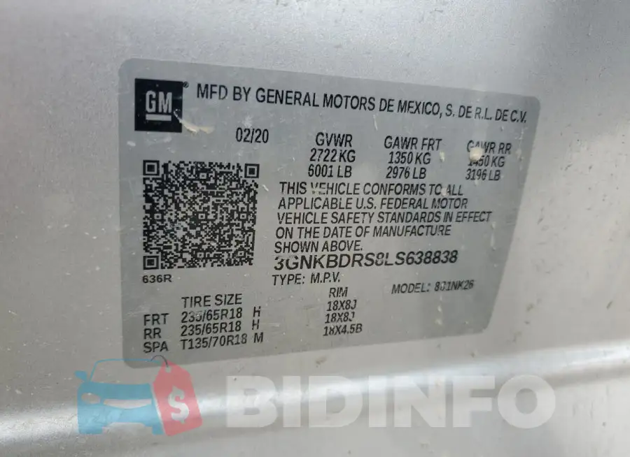 3GNKBDRS8LS638838 Photo# 14