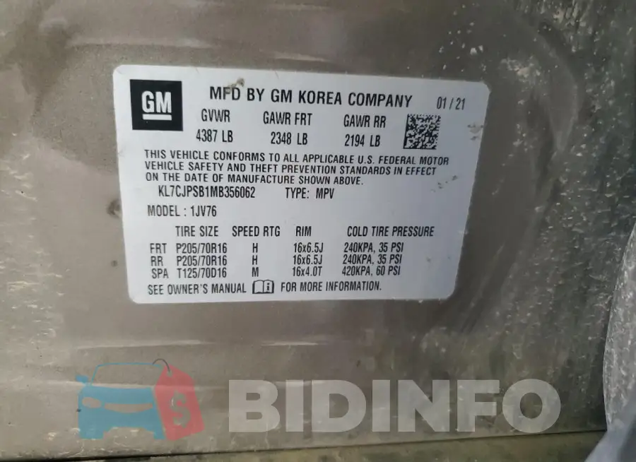 KL7CJPSB1MB356062 Photo# 13