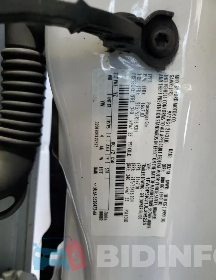 1FADP3K21JL295225 Photo# 13