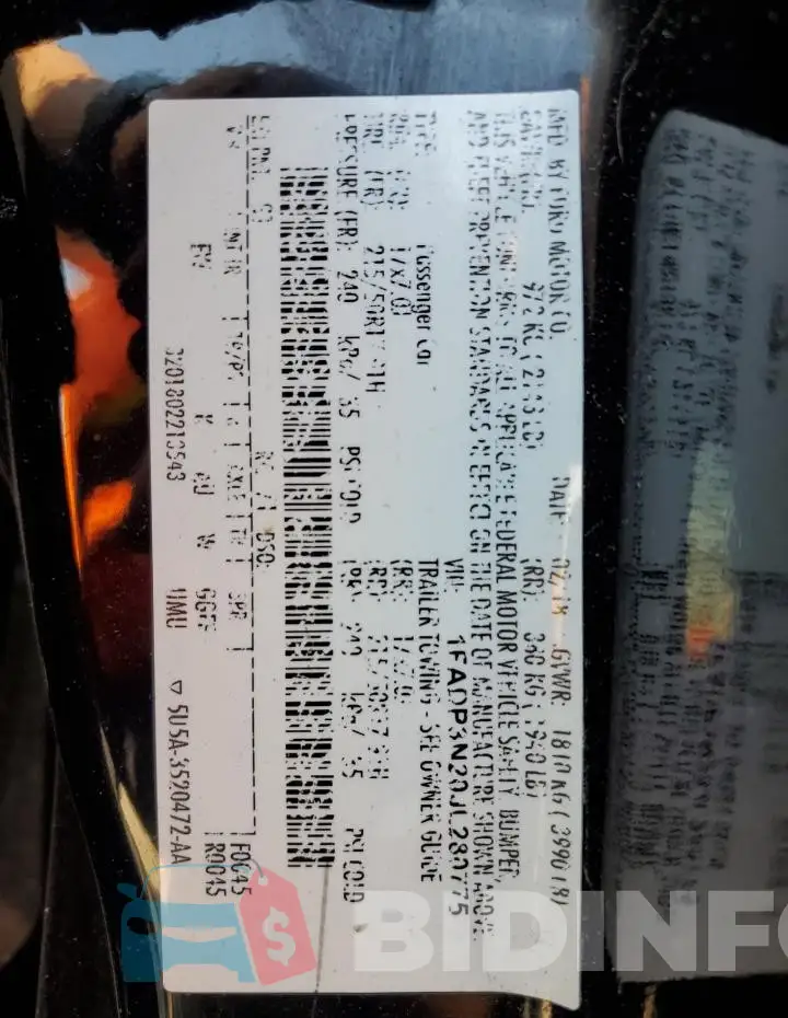 1FADP3N20JL280775 Photo# 13