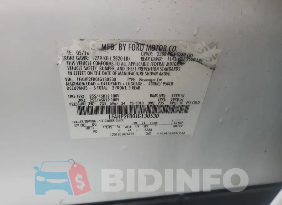 1FAHP2F80JG130530 Photo# 12