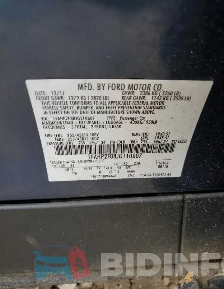 1FAHP2F88JG110607 Photo# 12