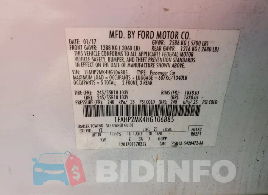 1FAHP2MK4HG106885 Photo# 12
