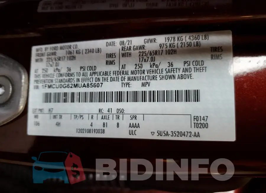 1FMCU0G62MUA85607 Photo# 13