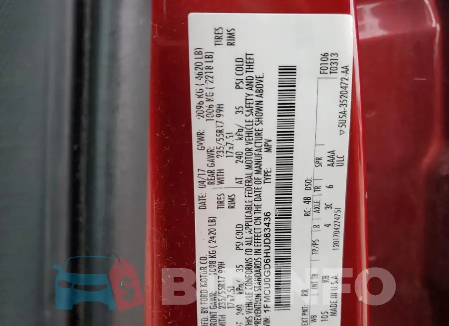 1FMCU0GD6HUD83436 Photo# 13