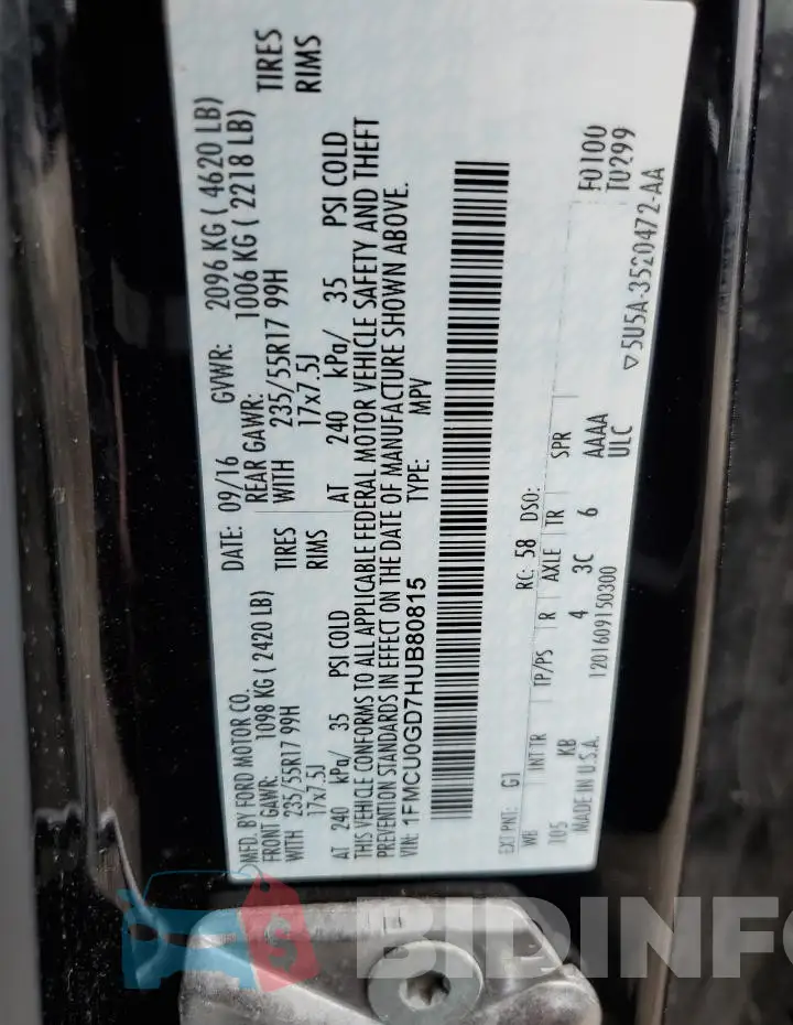 1FMCU0GD7HUB80815 Photo# 13