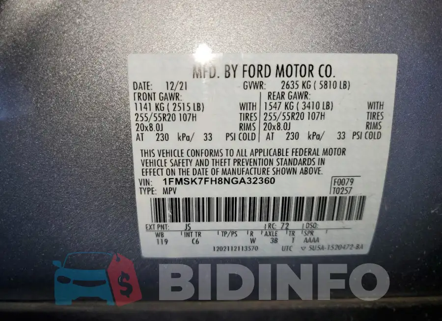 1FMSK7FH8NGA32360 Photo# 13