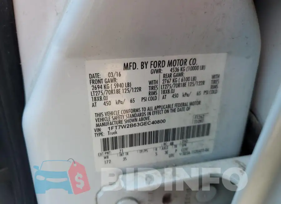 1FT7W2B63GEC40800 Photo# 12