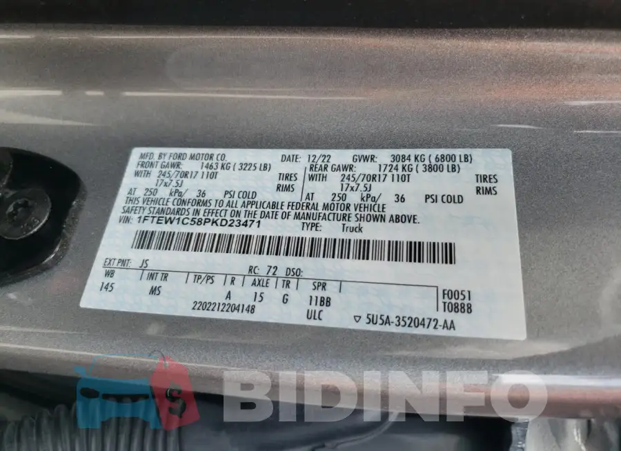 1FTEW1C58PKD23471 Photo# 12