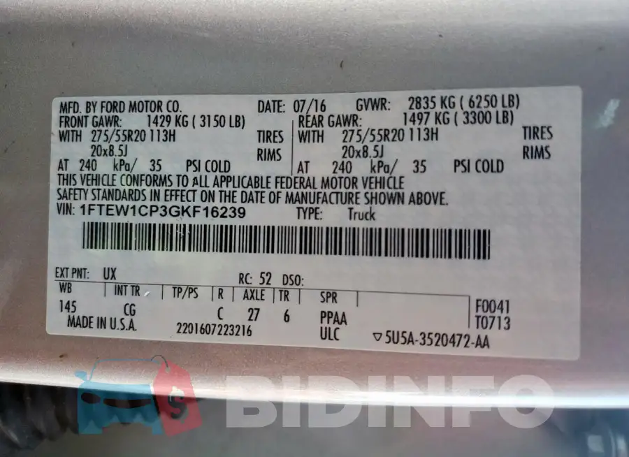 1FTEW1CP3GKF16239 Photo# 12