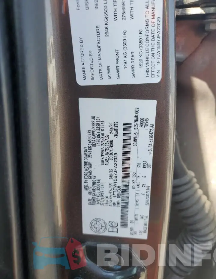 1FTEW1EB7JFA22029 Photo# 12