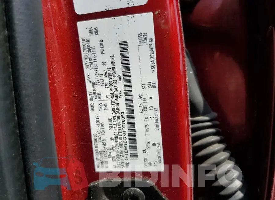 1FTEW1EGXHFC76050 Photo# 13