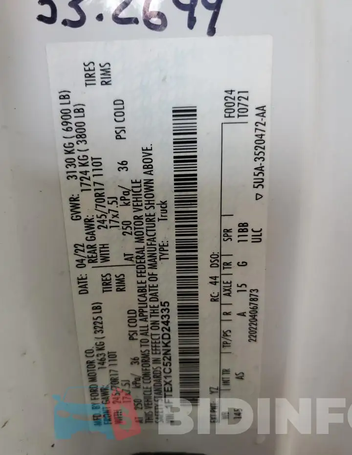 1FTEX1C52NKD24335 Photo# 12