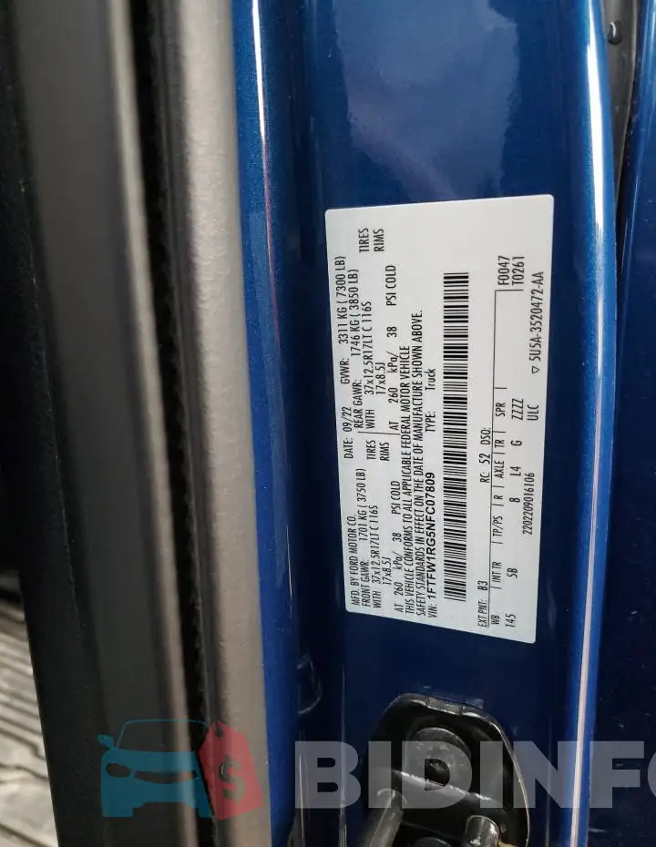 1FTFW1RG5NFC07809 Photo# 12