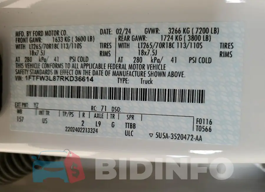 1FTFW3L87RKD36614 Photo# 12