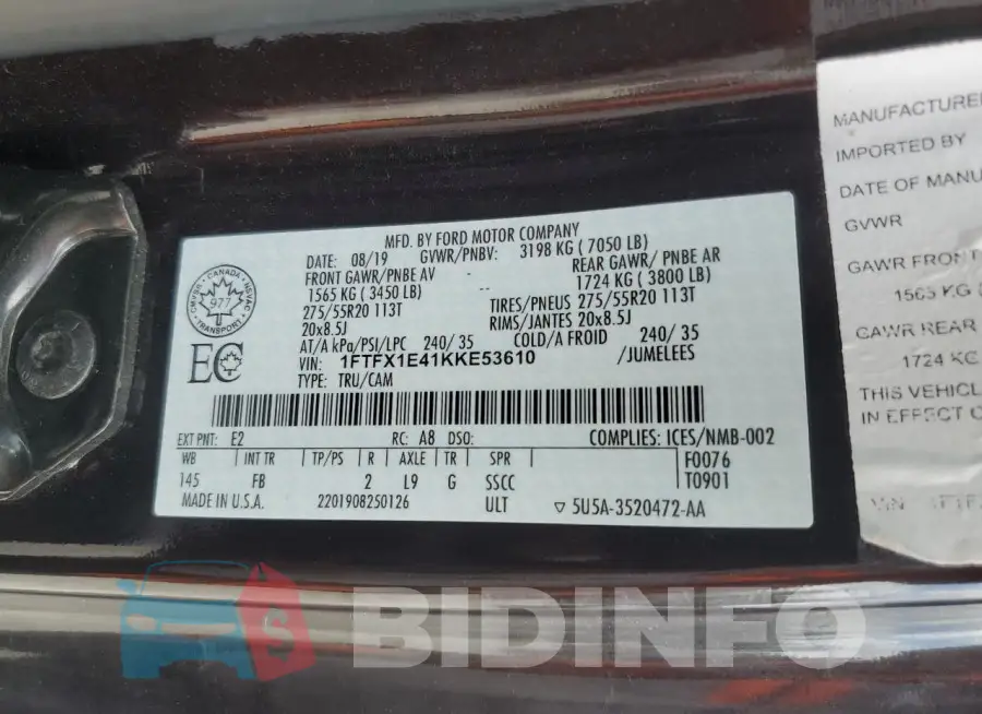 1FTFX1E41KKE53610 Photo# 12