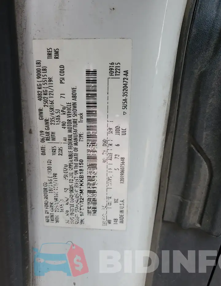 1FTYR2CM1KKB18150 Photo# 12
