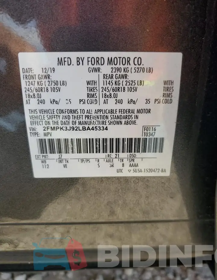 2FMPK3J92LBA45334 Photo# 14