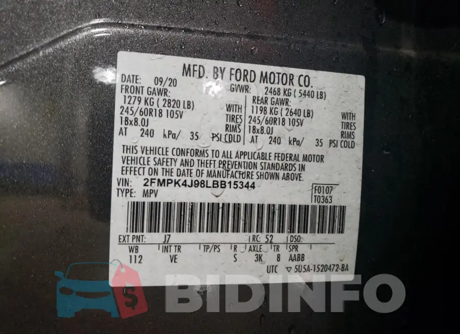 2FMPK4J98LBB15344 Photo# 13