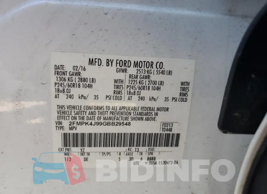 2FMPK4J99GBB29548 Photo# 13