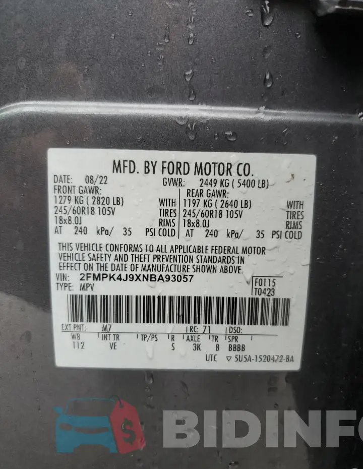 2FMPK4J9XNBA93057 Photo# 14