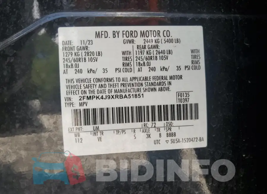 2FMPK4J9XRBA51851 Photo# 13