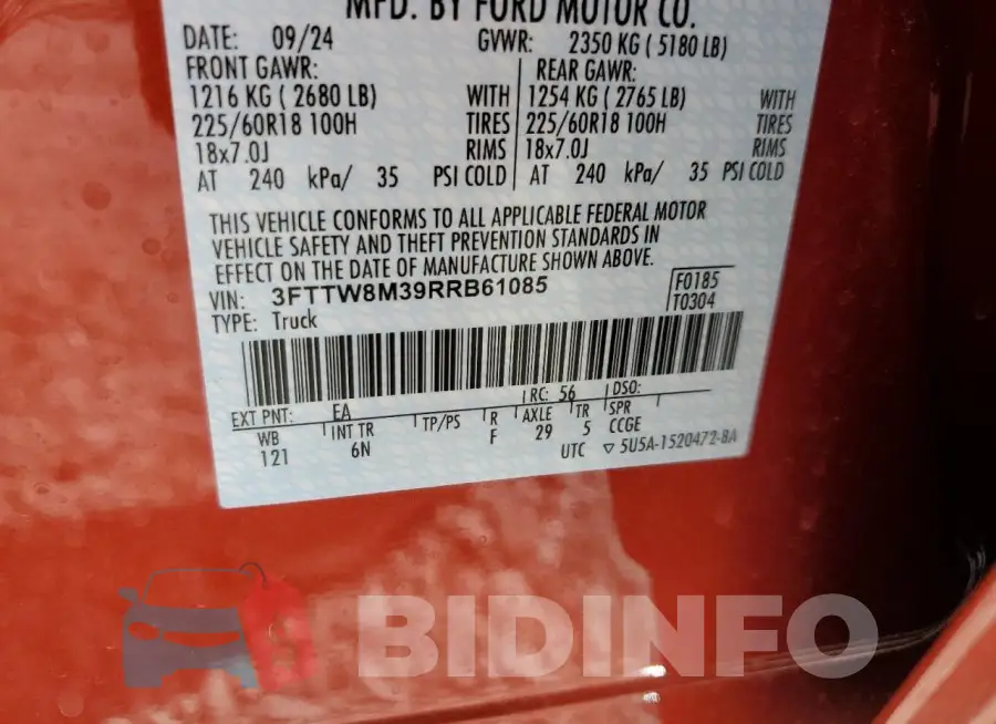 3FTTW8M39RRB61085 Photo# 12