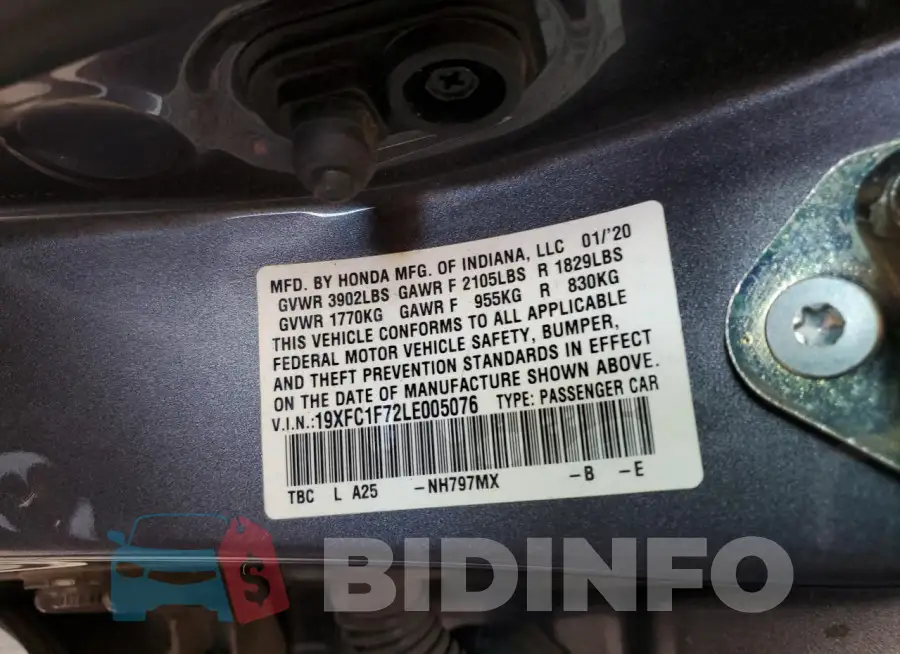 19XFC1F72LE005076 Photo# 12
