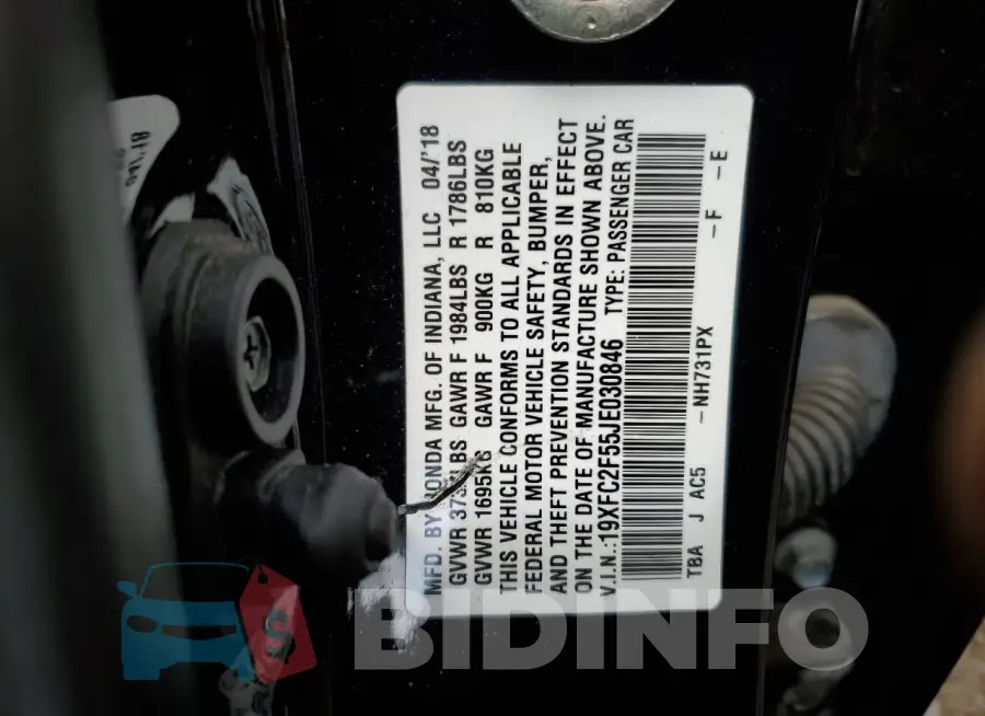 19XFC2F55JE030846 Photo# 12