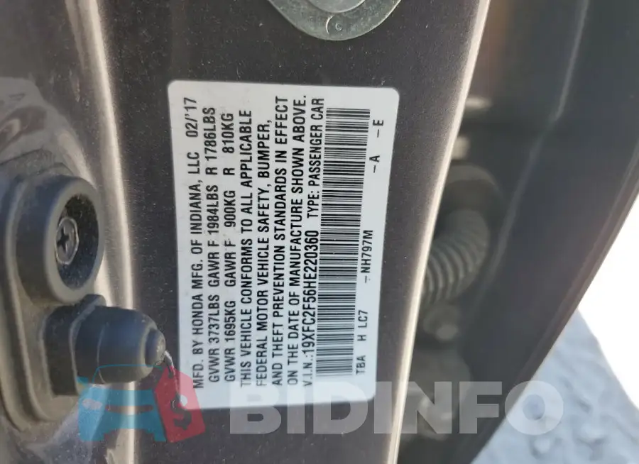 19XFC2F56HE220360 Photo# 13