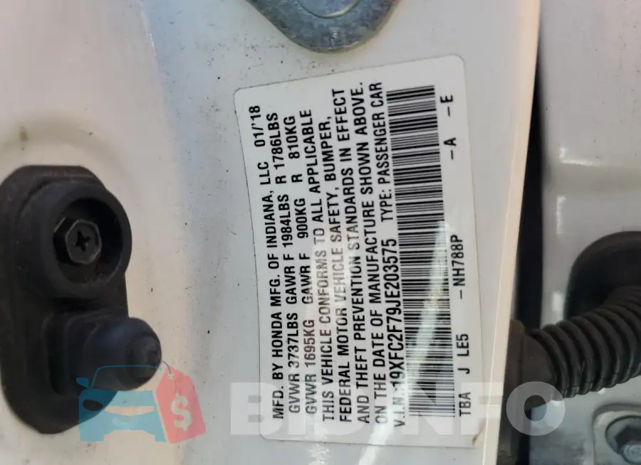 19XFC2F79JE203575 Photo# 12