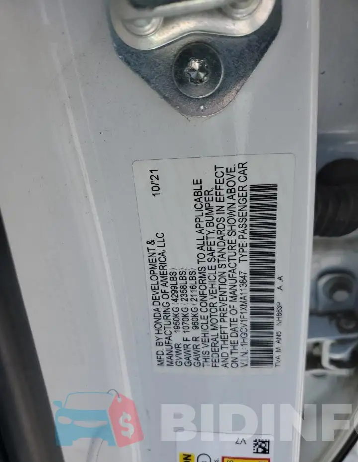 1HGCV1F1XMA113847 Photo# 12