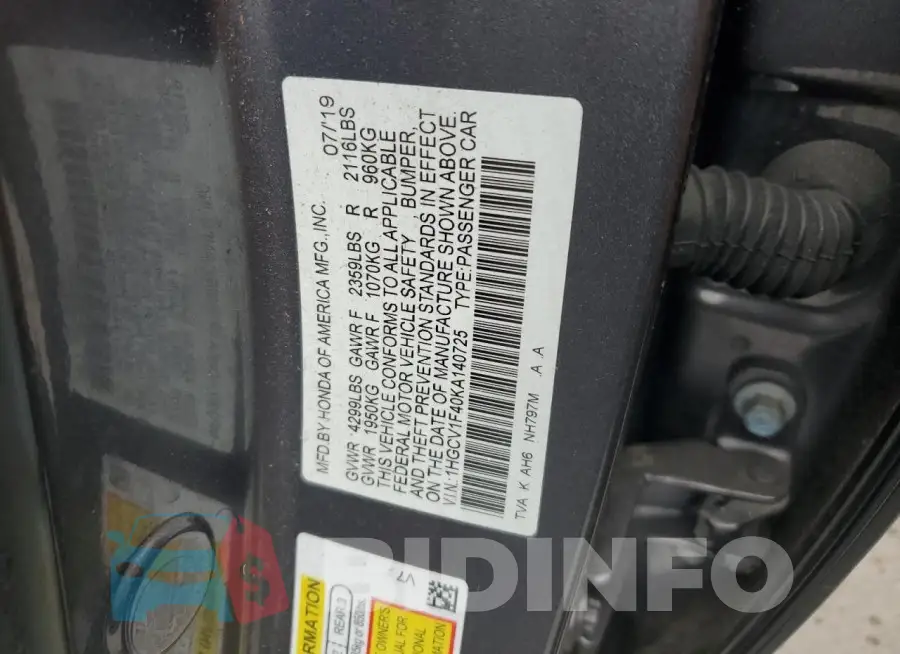 1HGCV1F40KA140725 Photo# 12