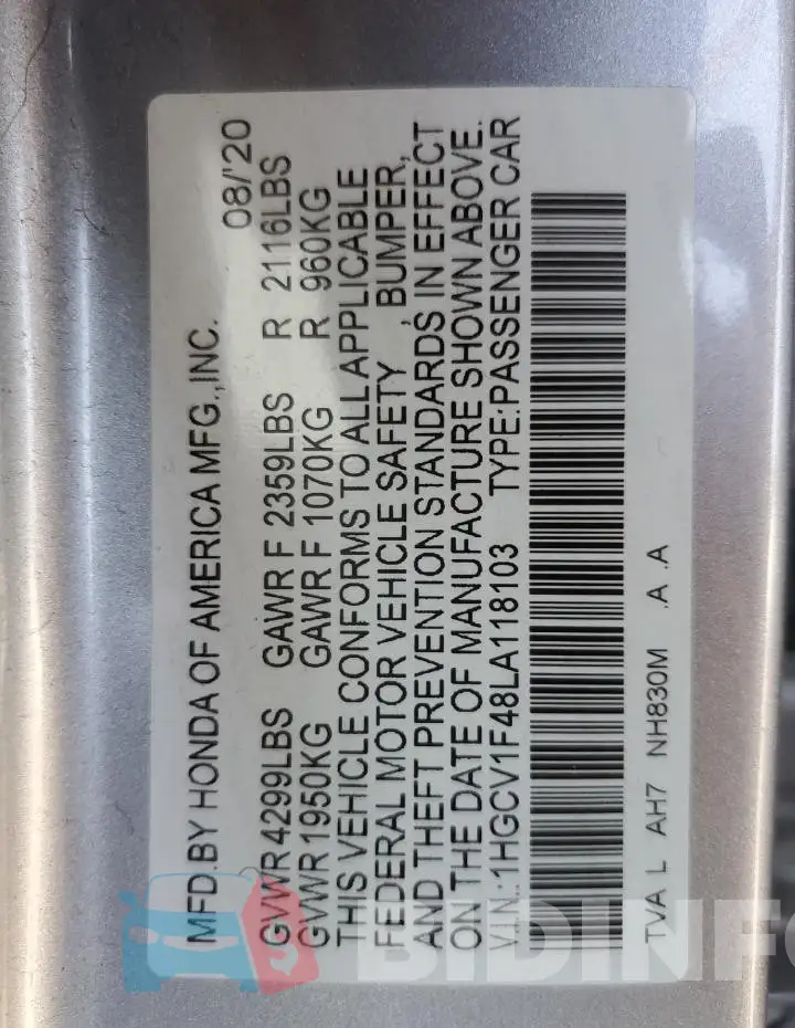1HGCV1F48LA118103 Photo# 12