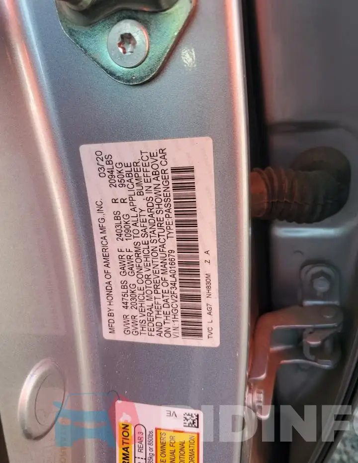 1HGCV2F34LA016679 Photo# 12