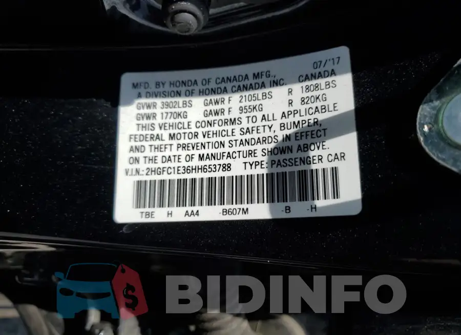 2HGFC1E36HH653788 Photo# 12