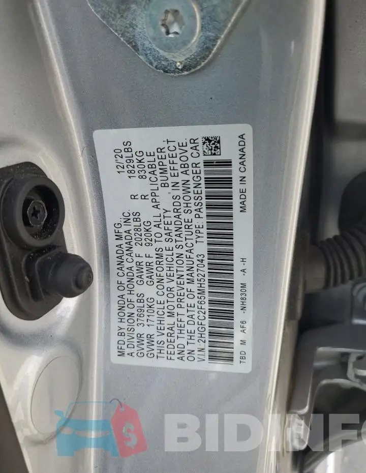 2HGFC2F65MH527043 Photo# 12