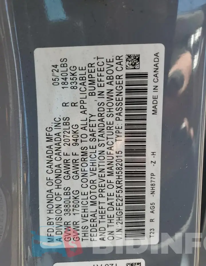 2HGFE2F5XRH582015 Photo# 12