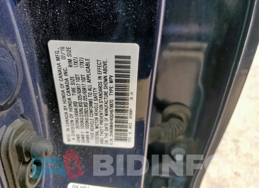 2HKRM4H40GH678870 Photo# 13