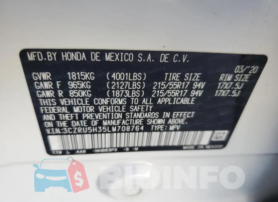3CZRU5H35LM708764 Photo# 13